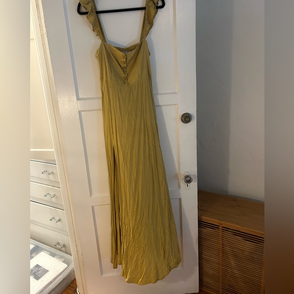 Flynn Skye Green Striped Bardot Dress size M, great condition